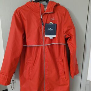 Charles River x Cisco Women's Rain Jacket - Red Orange Size Small